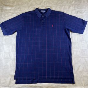 Ralph Lauren Polo Shirt Mens XL Navy Blue Cotton Casual Made in U.S.A.